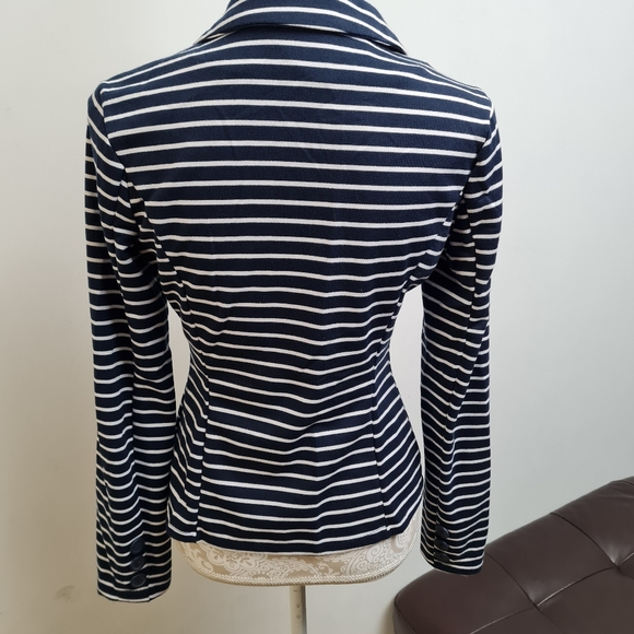 Forever 21 Navy White Stripes Blazer Jacket Women's Size M - Picture 9 of 16